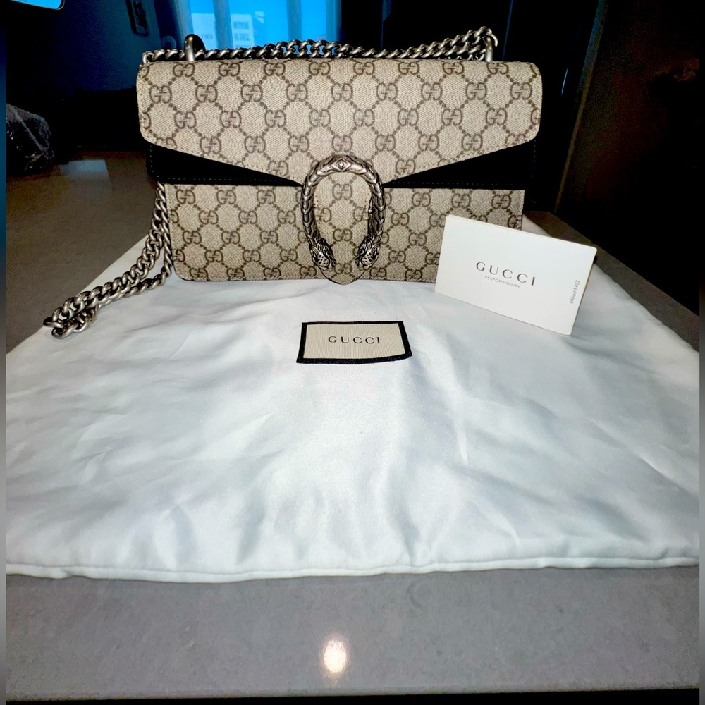 GG Supreme Monogram Small Dionysus Shoulder Bag Black